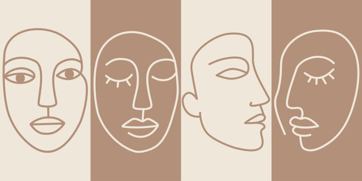 Minimalist Line Art Woman &ndash; Elegant Abstract Female Portrait Drawing for Modern Wall Art and Design