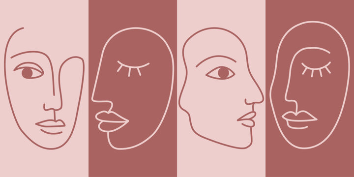 Abstract Line Art Female Portrait &ndash; Minimalist Woman Face Drawing for Modern Aesthetic and Wall Art