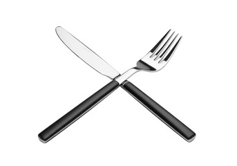 Isolated Stylish Silver Fork and Knife Crossed Utensils