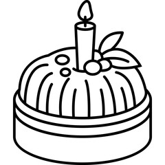 Bánh Bò Icon in Line Vector Style, Vietnamese Bánh Bò Steamed Cake