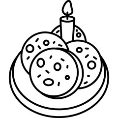 Kue Putri Salju Icon in Line Vector Style, Indonesian Snow Princess Cookies