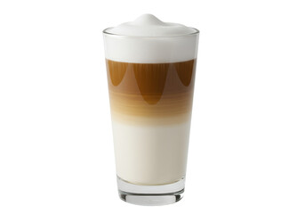 Isolated Layered Latte Macchiato in Tall Glass