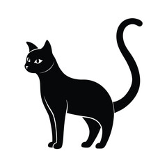 Minimalist Elegant Cat Leaping Black Vector Silhouette