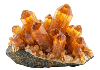 Isolated Sparkling Citrine Crystal Cluster