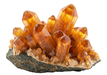 Isolated Sparkling Citrine Crystal Cluster