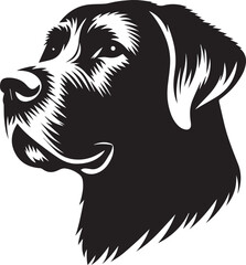 Black & White Silhouette Dog Vector | High-Quality Canine Clipart Design