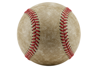 Isolated Weathered Baseball with Red Stitching
