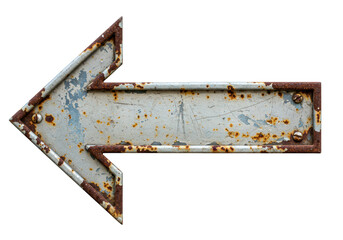 Isolated Rusty Metal Arrow Pointing Left