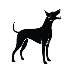 Minimalist Generic Dog Barking Black Vector Silhouette