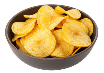 Isolated Bowl of Crispy Potato Chips Seasoned with Salt