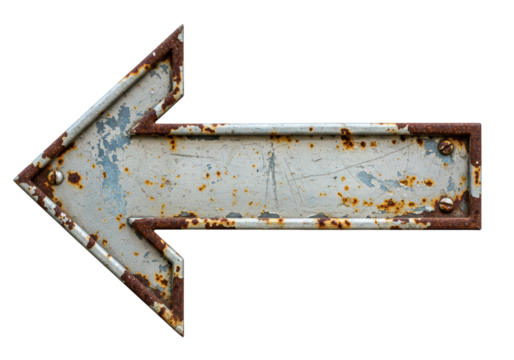 Isolated Rusty Metal Arrow Pointing Left