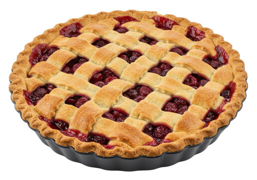 Isolated Cherry Pie with Lattice Crust