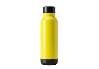 Isolated Sleek Yellow Water Bottle Black Accents Sporty Design