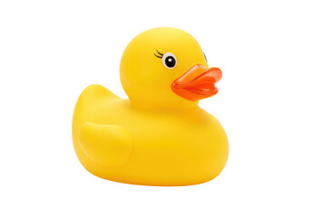 Isolated Classic Yellow Rubber Duck with Orange Beak Cute Toy