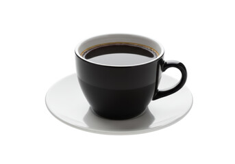 Isolated Black Coffee Cup on White Saucer Minimalist Style