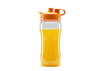 Isolated Plastic Water Bottle with Orange Liquid and Lid