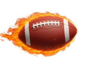 Isolated American Football Ball on Fire Speed Motion