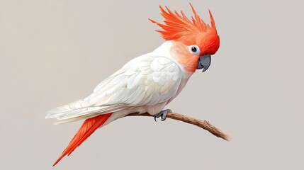 Crested Cockatoo: Captivating portrayal of a colorful cockatoo, perched elegantly, showcasing its vibrant plumage and striking crest. This artwork invites admiration.