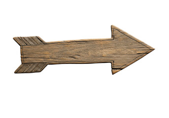 Isolated Rustic Wooden Arrow Pointing Right Direction Sign