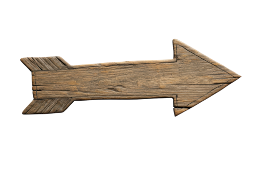 Isolated Rustic Wooden Arrow Pointing Right Direction Sign
