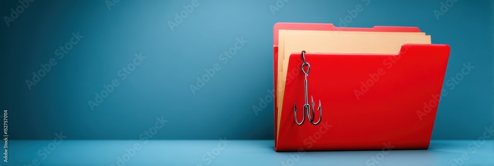 Poster Phishing Folder Highlighted by Antivirus Scanner Showcasing Cybersecurity Risks in a Modern Office Setting