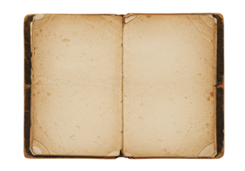 Isolated Open Vintage Book Blank Pages Empty Template