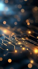 Illuminated Circuitry: A mesmerizing abstract illustration of a futuristic circuit board design, radiating with glowing nodes and interconnected pathways.