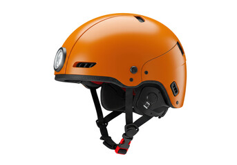 Isolated Orange Urban Cycling Helmet with Integrated Light