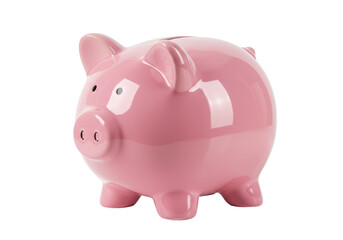 Isolated Pink Piggy Bank, Savings and Finance Concept