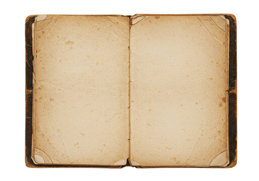 Isolated Open Vintage Book Blank Pages Empty Template