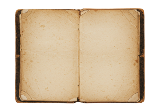 Isolated Open Vintage Book Blank Pages Empty Template