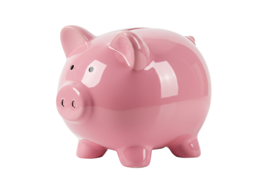 Isolated Pink Piggy Bank, Savings and Finance Concept