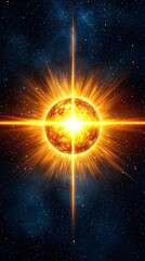 Cosmic Explosion: A vibrant depiction of a celestial explosion, showcasing intense light and energy radiating from a burning planet against a backdrop of dark space.