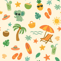 Seamless pattern of tropical summer beach
