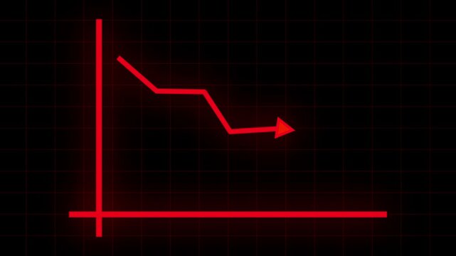 Falling graph animation showing deep market decline and recession visuals for finance crisis presentations. Animated stock chart going down representing.