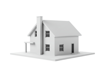 Isolated Minimalist White House Model with Simple Geometry
