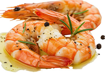 Isolated Grilled Shrimps with Rosemary and Pepper Seasoning