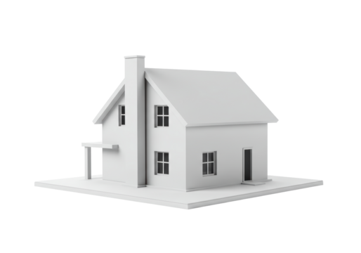 Isolated Minimalist White House Model with Simple Geometry