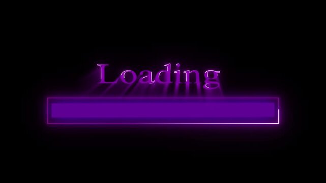 Seamless loading bar animation on dark background for modern user interfaces, application splash screens and update visuals. Progressive loading bar animation on black screen for high-tech intros.
