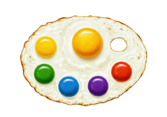 Isolated Sunny Side Up Egg with Rainbow Yolk Colors