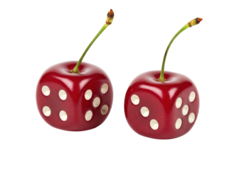 Isolated Cherry Shaped Dice with White Dots