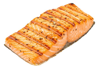 Isolated Grilled Salmon Fillet with Seasoning