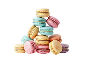 Isolated Stack of Colorful Macarons Sweet Pastries