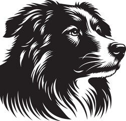 Black & White Silhouette Dog Vector | High-Quality Canine Clipart Design