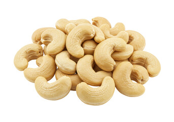 Isolated Heap of Creamy White Cashew Nuts