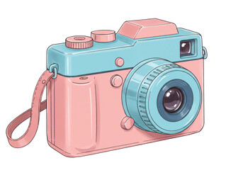 Isolated Pastel Colored Retro Camera