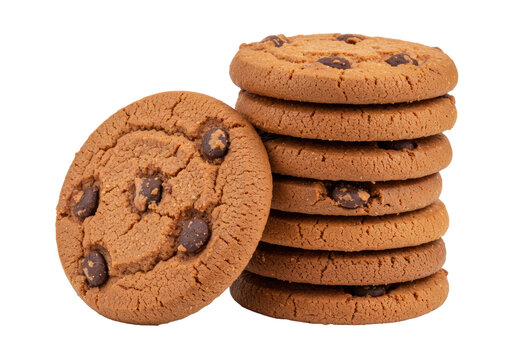 Isolated Stack of Delicious Chocolate Chip Cookies Ready for Snacking