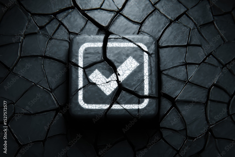 Poster Cracked Error Icon Hovering Above a Dark Abstract Texture With a Clean Top Area