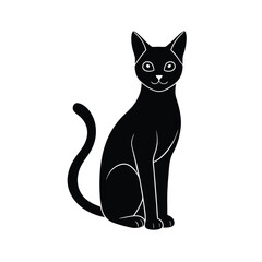Minimalist Siamese Cat Arched Black Vector Silhouette