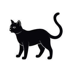 Domestic Shorthair Cat Black Vector Silhouette